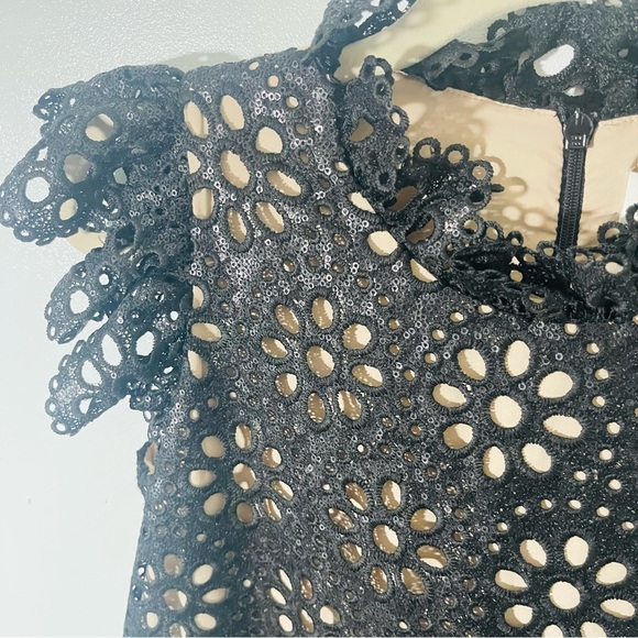 NWT Sea New York Shelby Dress Black Sequin Eyelet Clubbing Wedding Date Size 4 - Picture 3 of 11